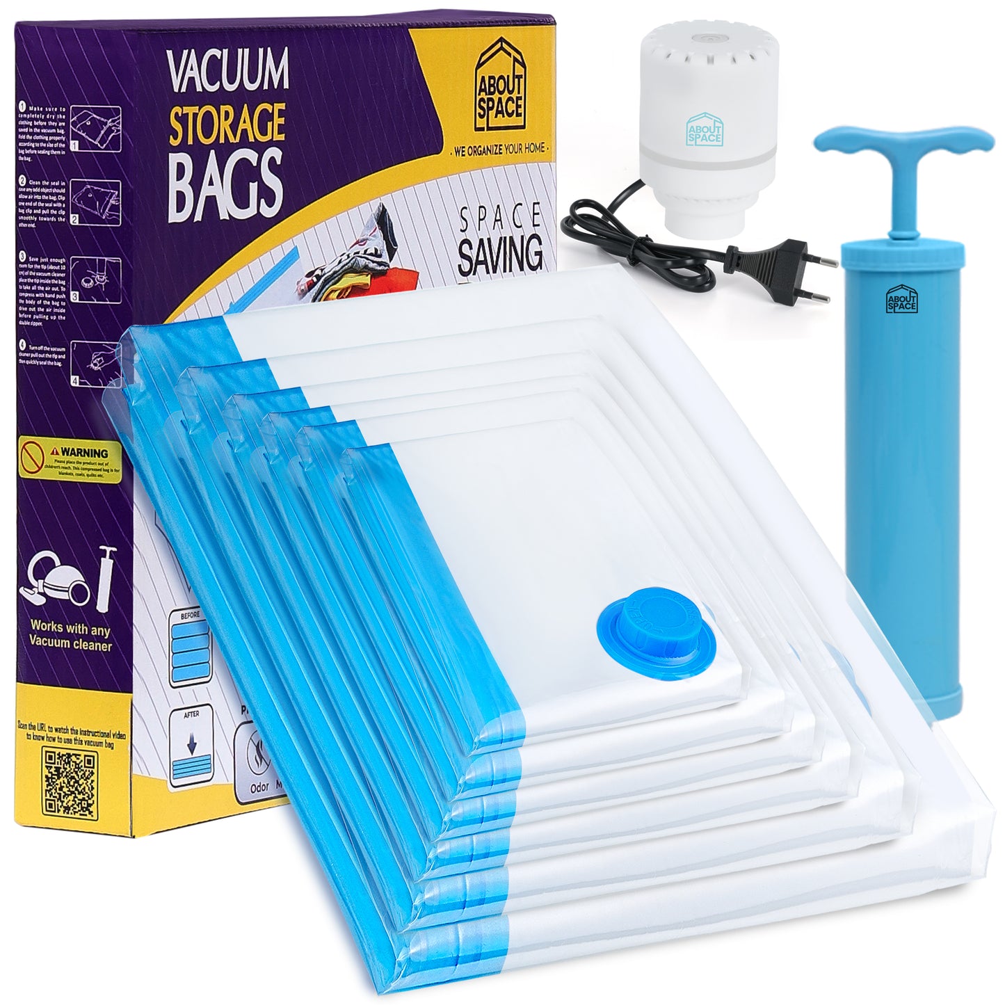 ABOUT SPACE Vacuum Bags for Clothes(6 Pcs) Reusable plastic Vacuum Storage Bags