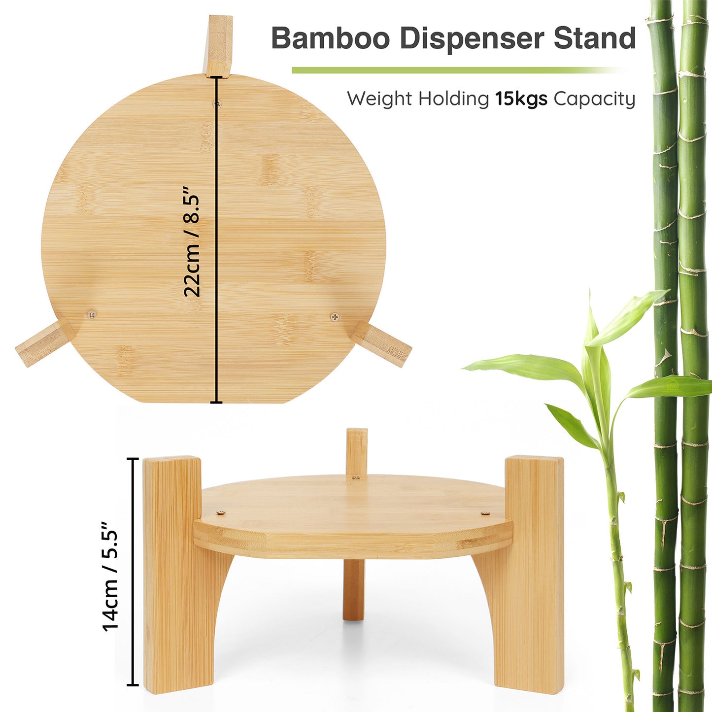 ABOUT SPACE Bamboo Stand - Juice Dispenser Stand Detachable Holds Upto 8 L (23 cm L x 22 cm B x 14 cm H)
