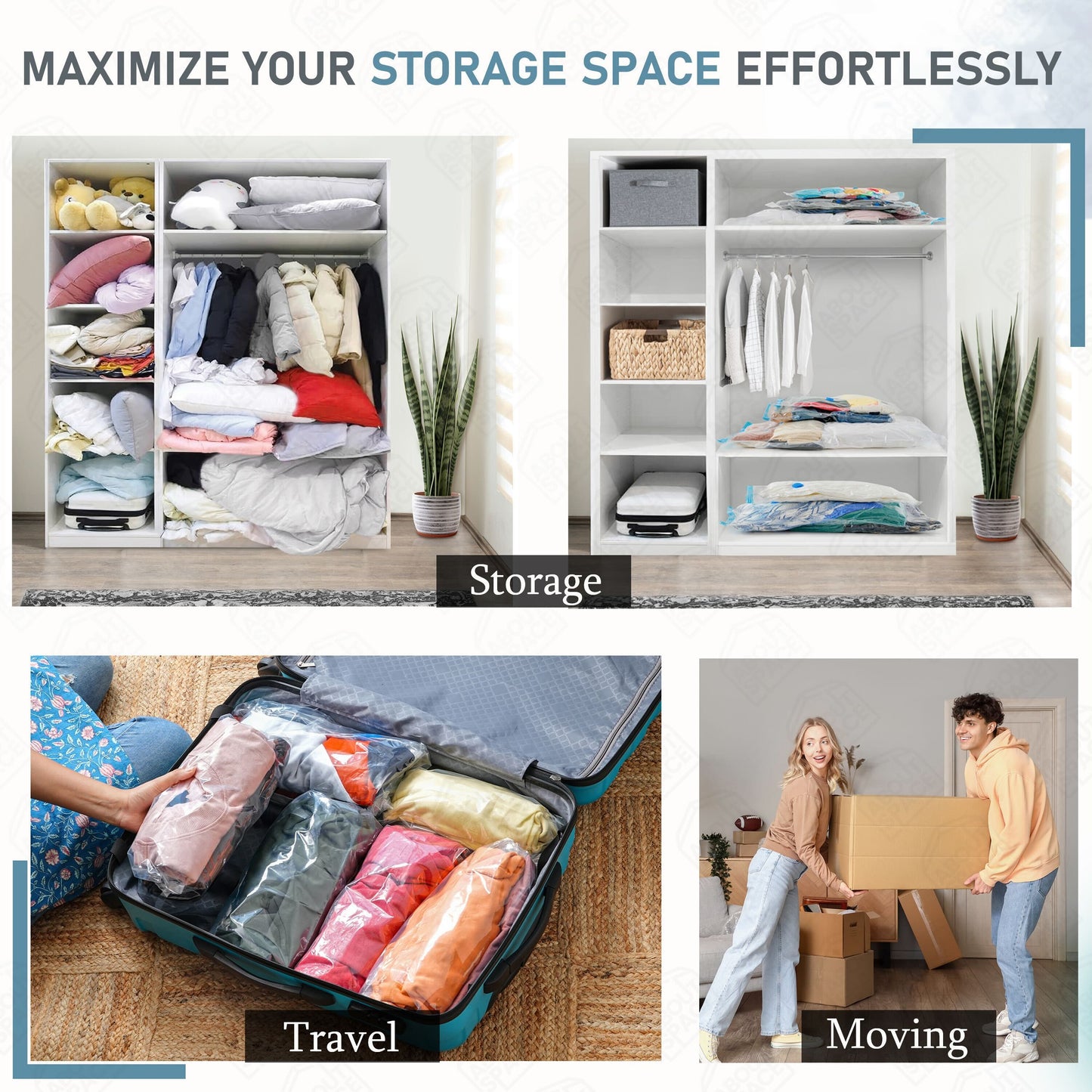 ABOUT SPACE Vacuum Bags for Clothes(6 Pcs) Reusable plastic Vacuum Storage Bags