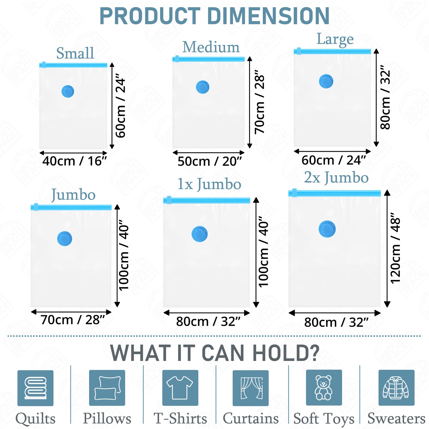 ABOUT SPACE Vacuum Bags for Clothes(6 Pcs) Reusable plastic Vacuum Storage Bags