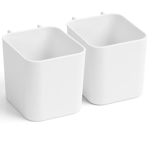 ABOUT SPACE Peg Board Container 2 Pcs (White - L 7.7 x B 9 x H 8 cm)