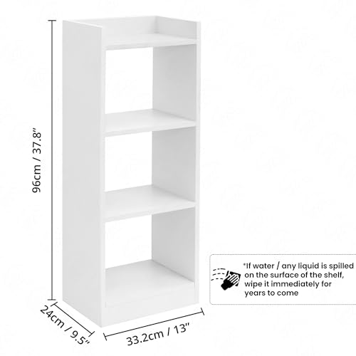 ABOUT SPACE Book Shelf for Home - 3 Tier Cube Book Shelves (L 33 x B 24 x H 96cm - White)