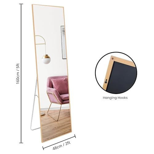 ABOUT SPACE 5 Feet Full-Length Mirror with Stand (Golden Frame)