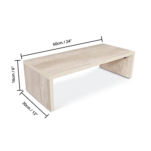 ABOUT SPACE Monitor Stand Riser - Desktop,Laptop Riser Stand with Storage (L 60 x B 30 x H 16 cm) - Beige