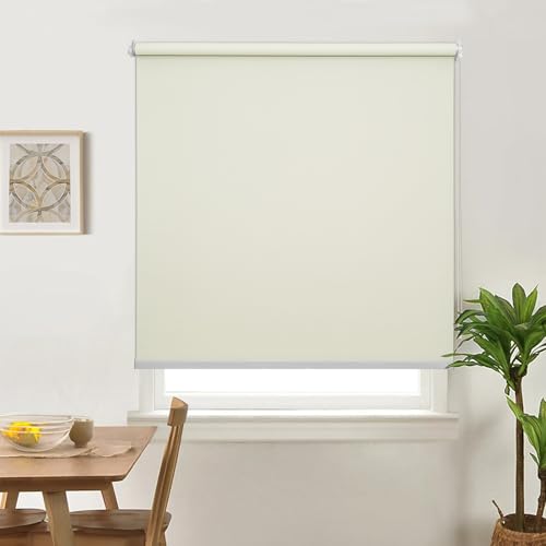 B0DNPYVRN6 ABOUT SPACE Window Blinds - 4 x 7 ft Blackout Roller Blinds with Pull Bead for Privacy, UV Protection | Corded Roll Up Curtain Window Shades for Home, Office, Living Room, Bedroom- Brown