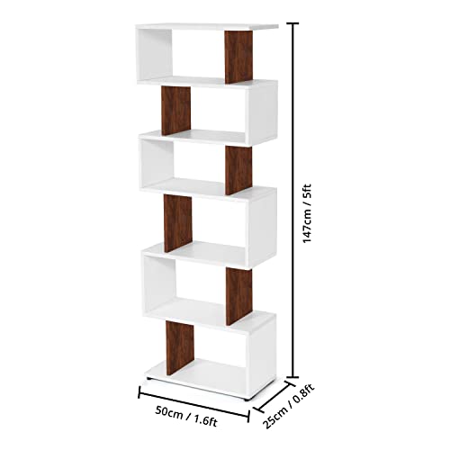 ABOUT SPACE Book Shelf - 5 ft 6 Tier Versatile Book Stand, S-Shaped