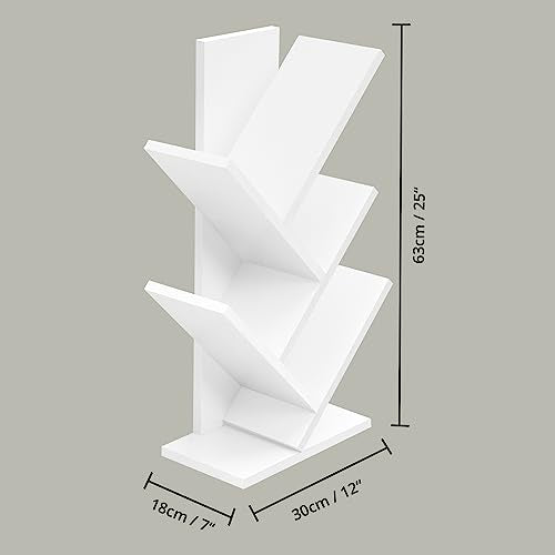 ABOUT SPACE Tree Book Shelf - 4 Tier Book Stand (L 30 x B 18 x H 63 cm - White)