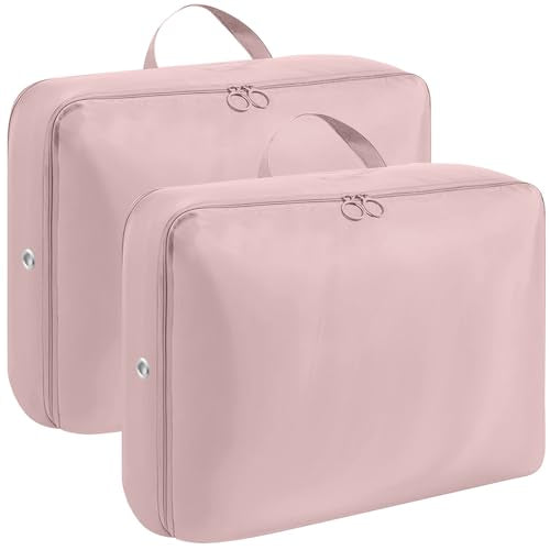 ABOUT SPACE 2 Pcs Ultra Space Saving Self Compression Organizer - 22 L Vacuum Storage Bags - Packing Vaccine Bags for Clothes Airtight Reusable -Travel Essentials (Pink-Small - L 41 x B 31 x H 12 cm)