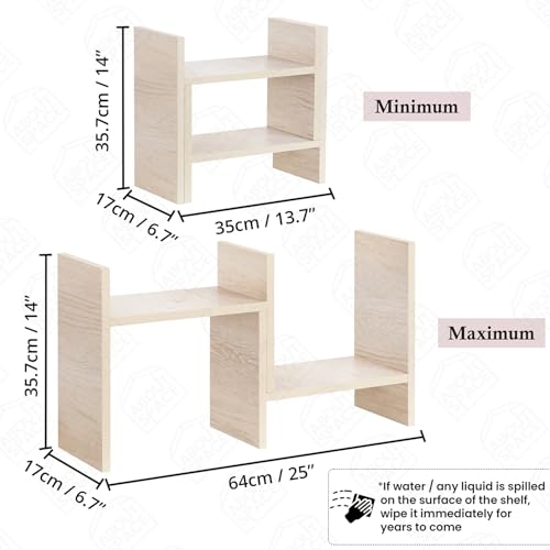ABOUT SPACE DIY Desk Organizer - Desktop Storage Organizer Table Top Shelf - Engineered Wood Desk Organiser for Study Table Office Table Organiser for Home (L 64 x B 17 x H 35.5 cm) - Beige