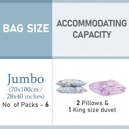ABOUT SPACE 6 Jumbo Vacuum Bags for Travel with Hand Pump