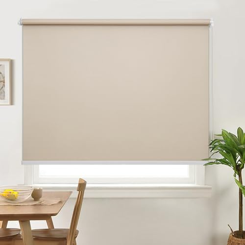 B0DNZJVH8X  ABOUT SPACE Window Blinds - 5 x 7 ft Blackout Roller Blinds with Pull Bead for Privacy, UV Protection | Corded Roll Up Curtain Window Shades for Home, Office, Living Room, Bedroom- Brown
