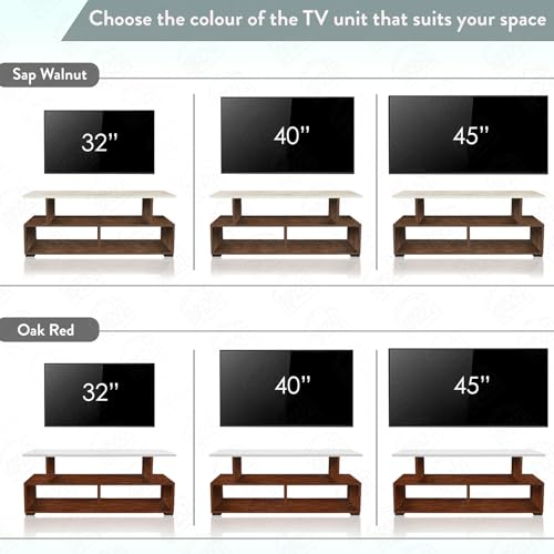 ABOUT SPACE TV Stand - Engineered Wood TV Showcase with Foot Pad - Walnut (L 101 x B 40.5 x H 41 cm)
