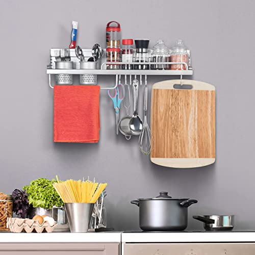 ABOUT SPACE Multifunctional Wall Mount Aluminium Hanging Utensil Display Rack - 58 x 12.5 x 10 cm