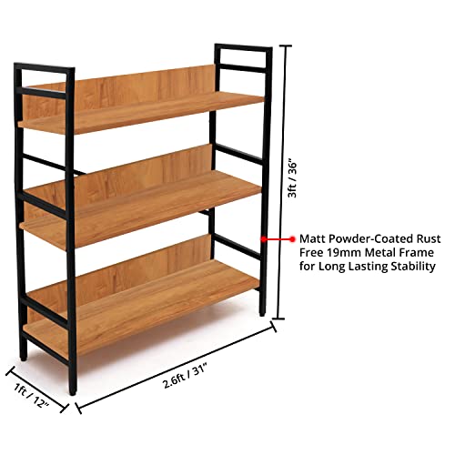 ABOUT SPACE 3-Tier Multipurpose Utility Rack (3 Ft) - Wooden Rack with Metal Frame & Adjustable Bush - DIY Open Rack/Shelf Storage Organizer L 2.6 X B 1 Ft