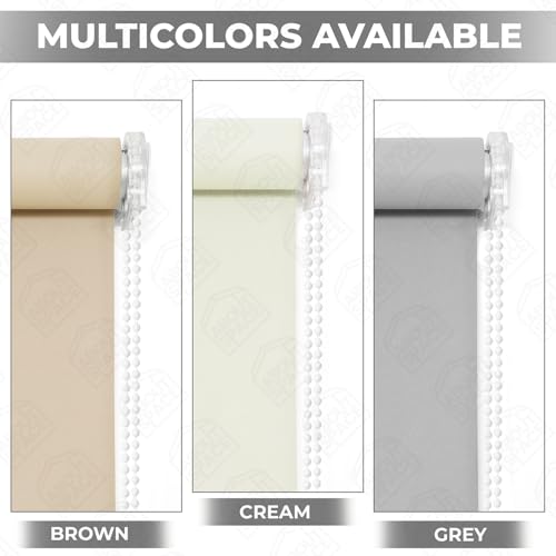 B0DNN65RFT ABOUT SPACE Window Blinds - 3 x 7 ft Blackout Roller Blinds with Pull Bead for Privacy, UV Protection | Corded Roll Up Curtain Window Shades for Home, Office, Living Room, Bedroom- Ivory
