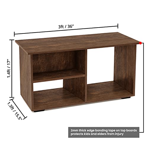 ABOUT SPACE Coffee Table with Storage (Brown - L 90 x B 40 x H 42 cm)