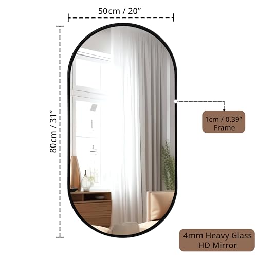 ABOUT SPACE 4mm Heavy Glass HD Mirror 20inch Shatter Proof & Explosion Film Proof Capsule Mirror