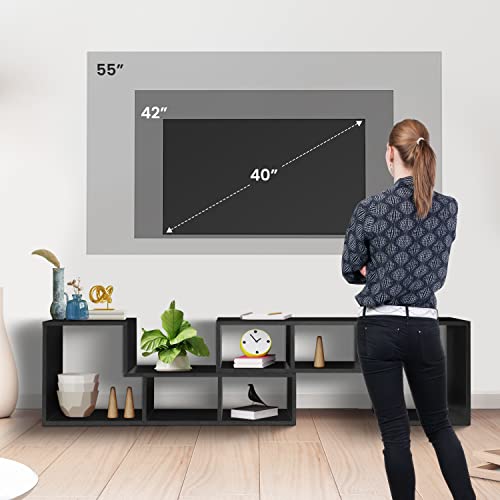 ABOUT SPACE TV Stand - Wooden TV Entertainment Unit and Shelf Storage - 2 L Shaped TV Unit for 32 to 72 inch TV,Adjustable TV Table - Black Mahogany