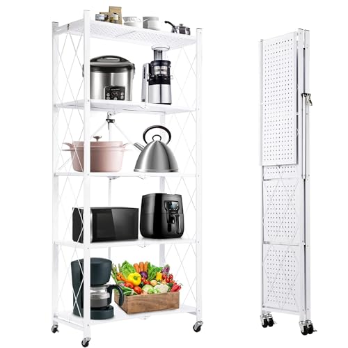 ABOUT SPACE Foldable Kitchen Storage Rack - 5 Tier (White- L 72 x B 34 x H 160 cm)