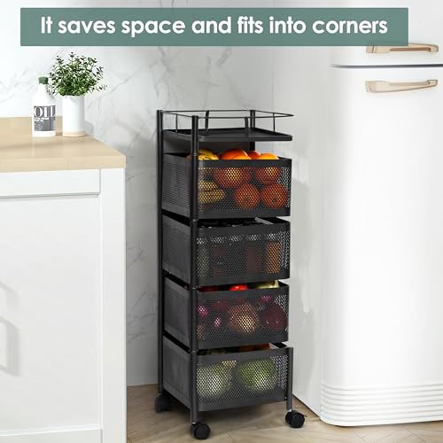 ABOUT SPACE 4 Tier Square MultiPurpose Kitchen Trolley Storage Organizer with Wheels