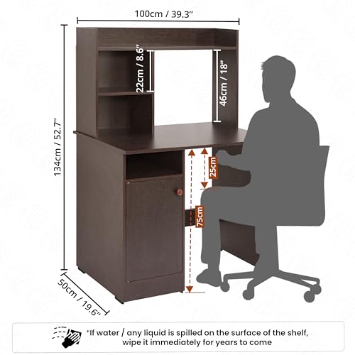 ABOUT SPACE Study Table with Hutch & Bottom Storage (Flower Wenge - L100 x B50 x H134 cm)