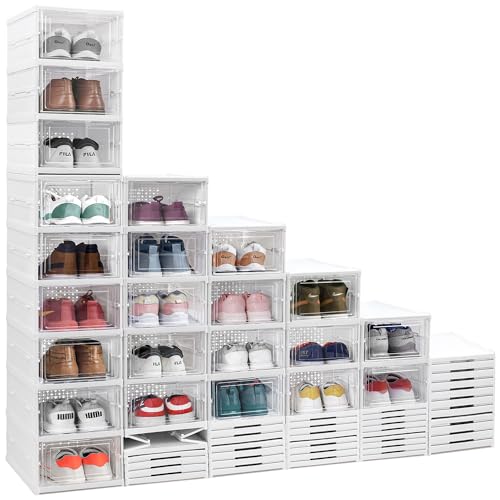 ABOUT SPACE Sneaker Box- 9 Pair Shoe Rack | Collapsible Shoe Organiser With Door-Foldable (White)