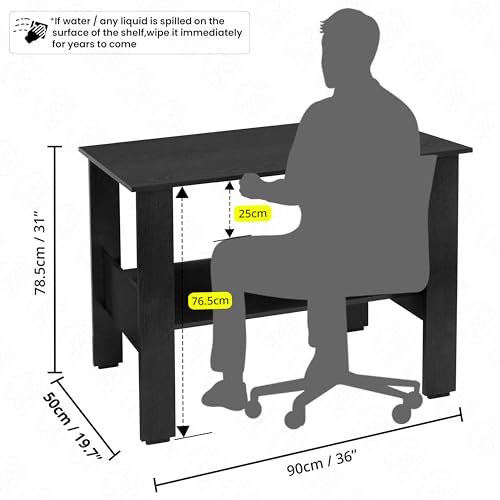 ABOUT SPACE Rustic Wooden Study Table | Multipurpose Office Desk | Tables for Students & Adults | Engineered Wood Study Table | Table with Storage Unit | Computer Table | Wooden Writing Table - Black