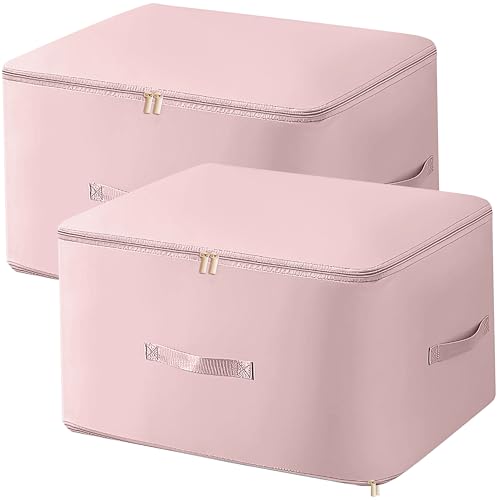 ABOUT SPACE 2Pcs Ultra Space Saving Self Compression Organizer - 144 L Vacuum Storage Bags - Packing Vaccine Bags for Clothes Airtight Reusable -Travel Essentials (Pink -Large - L 54 x B 42 x H 62 cm)