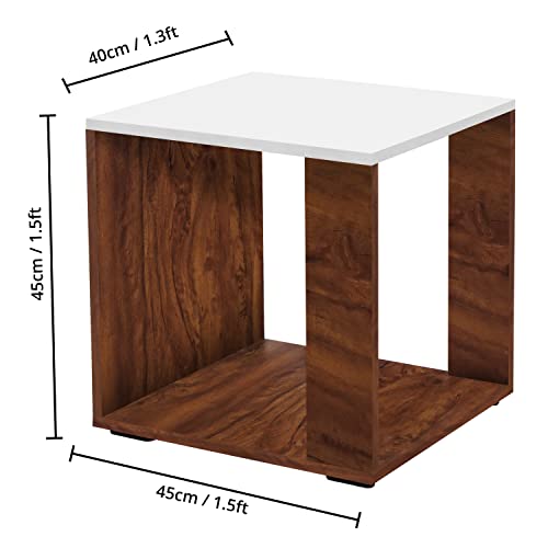 ABOUT SPACE Wooden Center Table with Storage (Oak Red- L 40 x B 45 x H 45 cm)