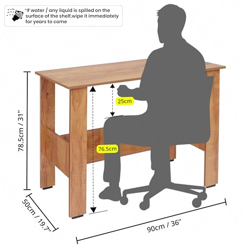 ABOUT SPACE Wooden Study Table | Study Table for Students with Storage Multipurpose Desk L 3 X B 1.6 X 2.5 Ft - Light Brown