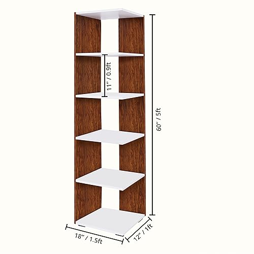 ABOUT SPACE Book Shelf - 5 Tier 5 ft Versatile Book Stand Oak Red (1.5x1x5 ft)