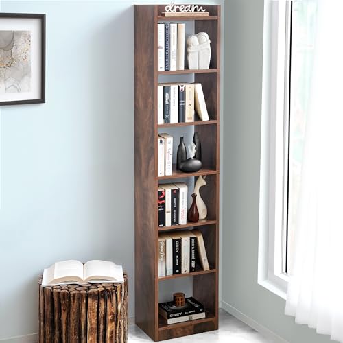 ABOUT SPACE Book Shelf for Home - 6 Tier Cube Book Shelves (L 33 x B 24 x H 178.5cm -Walnut)
