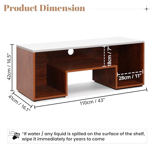 ABOUT SPACE TV Unit for Living Room - Engineered Wood DIY TV Stand Entertainment Unit with Wire Holes (White & Oak Red- L 110 x B 41 x H 42 cm)