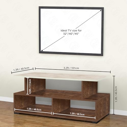 ABOUT SPACE TV Stand - Engineered Wood TV Showcase with Foot Pad - Walnut (L 101 x B 40.5 x H 41 cm)