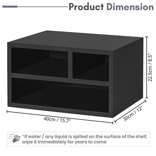 ABOUT SPACE DIY Desk Organizer - 2- Way Usage - Wood Desktop Storage Organizer Engineered Wood Printer Stand for Desk, Desktop Organizer for Home Office (Black - L 40 x B 30 x H 22.5 cm)