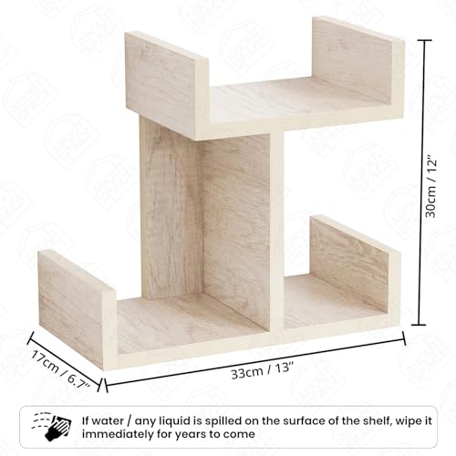 ABOUT SPACE Table Top Bookshelf - Countertop Bookcase with 3 Shelves, DIY Engineered Wood Multipurpose Storage Organizer Table Shelf Book Rack for Home Study Room (L 33 x B 17 x H 30 cm - Beige