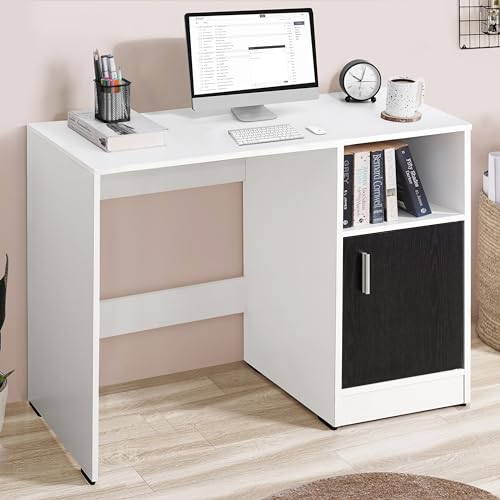 ABOUT SPACE Study Table with Bottom Storage (White & Black Mahogany- L 95 x B 45 x H 75 cm)
