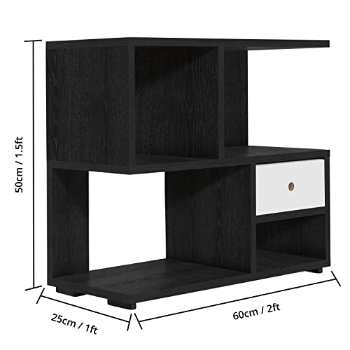 ABOUT SPACE Table Top Bookshelf - Countertop Bookcase with Drawer (Lemon Oak - L 60 x B 25 x H 50 cm)