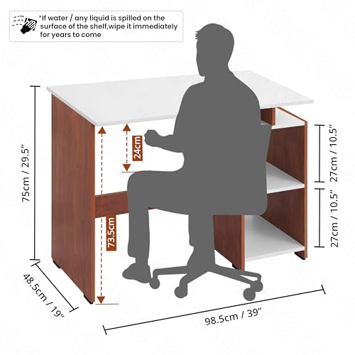 ABOUT SPACE Study Table with 2 Tier Bottom Storage (White & Oak Red-L 100 x B 50 x H 75 cm)