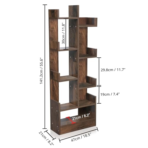 About Space Open Book Shelf DIY Book Storage Display Rack, Solid Finish Showcase Stand (Brown - L 47 x W 21 x H 141.2 cm)