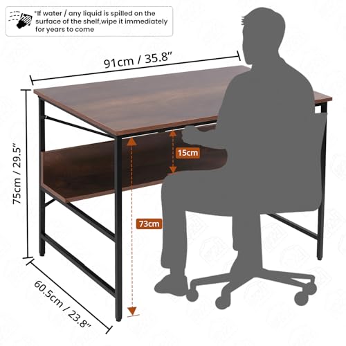 ABOUT SPACE Study Table for Students with Storage Space (Walnut - L 91 x B 60.5 x H 75 cm)