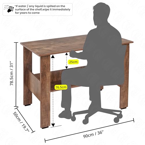 ABOUT SPACE Rustic Wooden Study Table with Storage - Brown