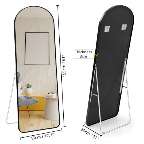 ABOUT SPACE 5 Feet Arch Shape Full-Length Mirror with Stand (Black Frame)