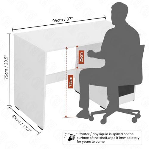 ABOUT SPACE Study Table with Bottom Storage (White & Black Mahogany- L 95 x B 45 x H 75 cm)