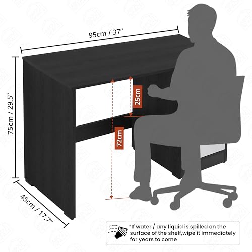 ABOUT SPACE Study Table with Bottom Storage (Black Mahogany & White- L 95 x B 45 x H 75 cm)