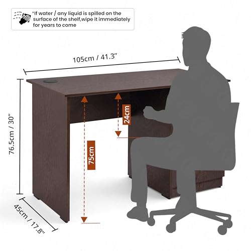 ABOUT SPACE Study Table with Lockable Drawer, Cabinet & Wire Holes (Flower Wenge-L105 x B45 x H75cm)