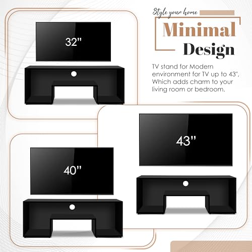 ABOUT SPACE TV Unit for Living Room - Engineered Wood DIY TV Stand Entertainment Unit with Wire Holes (Black - L 110 x B 41 x H 42 cm)