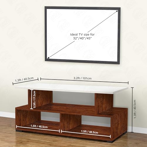 ABOUT SPACE TV Stand - Engineered Wood TV Showcase with Foot Pad - Oak Red(L 101 x B 40.5 x H 41 cm)