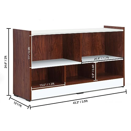 ABOUT SPACE Book Shelf - 5 Compartment Engineered Wood DIY Versatile Book Stand (Oak Red - L 110 x B 30.5 x H 62.5 cm)
