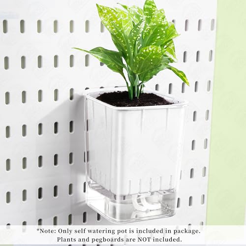 ABOUT SPACE Peg Board Self Watering Pot (White - L 10 x B 10 x H 14 cm) - Large